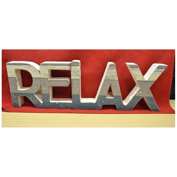 RELAX Shelf Table Wall Hanging Sign Home Décor by Three Girls & A Wish ~13" long - Picture 1 of 3
